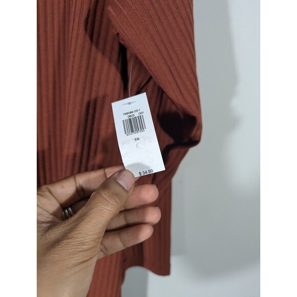 NWT Old Navy Dress Women Plus 3X Copper Mom Long Sleeve A-Line Rib Knit Mini - Picture 5 of 8